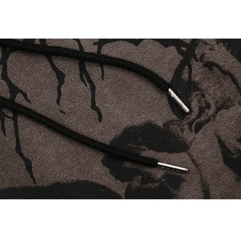 New Trendy Vintage Hip Hop Streetwear Women Hoodies Angel Dark Print Zipper Jacket Coat Hooded Top Clothes Men Women Punk Outwear