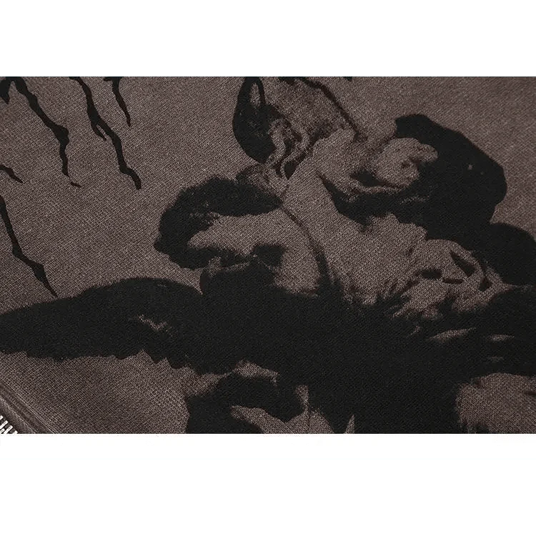 New Trendy Vintage Hip Hop Streetwear Women Hoodies Angel Dark Print Zipper Jacket Coat Hooded Top Clothes Men Women Punk Outwear