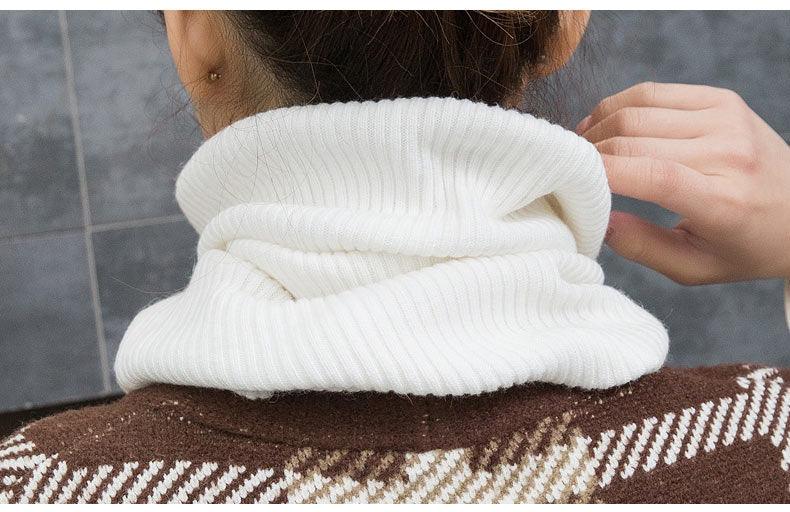 New Winter Autumn Solid Color Soft Cashmere Knit Ring Scarves Neck Warmer Elastic Neck Gaiter Head Wrap Headwear Comfort Collar Female Winter One Loop Scarf For Women