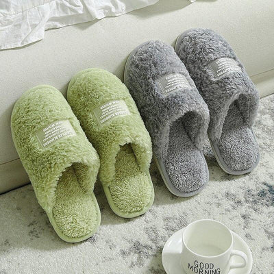 New Winter Men And Women Slippers Indoor Home Warm Plush Non-Slip Wear-Resistant Soft-Soled Couple Cotton House Slippers Memory Foam Slippers Scuff Outdoor Indoor Warm Plush Bedroom Shoes