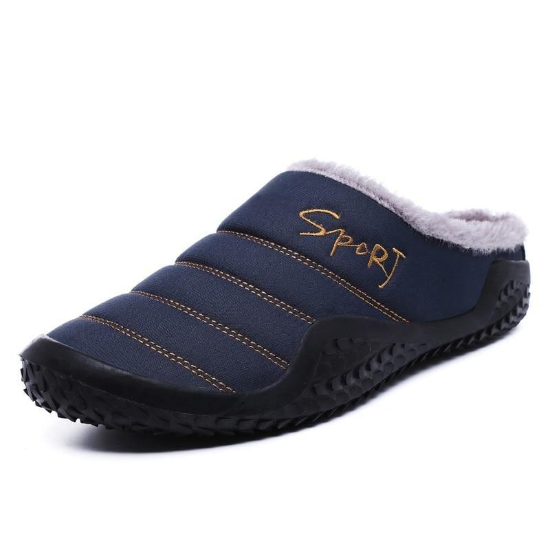 New Winter Slippers For Men Warm Indoor Shoes Short Plush Flat Heel Slipper Waterproof Nonslip Home Slippers Slip-on House Shoes With Arch Support Warm Faux Fur Lined Rubber Sole
