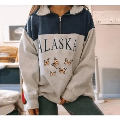 New Winter Women Sweatshirts Vintage Streetwear Letter Printed Hoodies Women Loose Sweatshirt Plus Fleece Keep Warm Men's Letters Embroidered Sleeve Quarter Fleece Vintage Pullover Sweatshirt