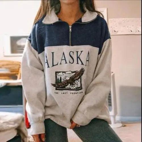 New Winter Women Sweatshirts Vintage Streetwear Letter Printed Hoodies Women Loose Sweatshirt Plus Fleece Keep Warm Men's Letters Embroidered Sleeve Quarter Fleece Vintage Pullover Sweatshirt