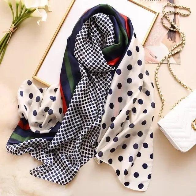 New Women Autumn Winter Fashion Silk Scarf Shawl Beach Headband Female Casual Wear Beach Friendly Spring Silk Scarf Flower Print Silk Scarves Shawls and Wraps Long Size Beach Stoles