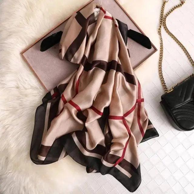 New Women Autumn Winter Fashion Silk Scarf Shawl Beach Headband Female Casual Wear Beach Friendly Spring Silk Scarf Flower Print Silk Scarves Shawls and Wraps Long Size Beach Stoles