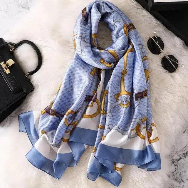 New Women Autumn Winter Fashion Silk Scarf Shawl Beach Headband Female Casual Wear Beach Friendly Spring Silk Scarf Flower Print Silk Scarves Shawls and Wraps Long Size Beach Stoles