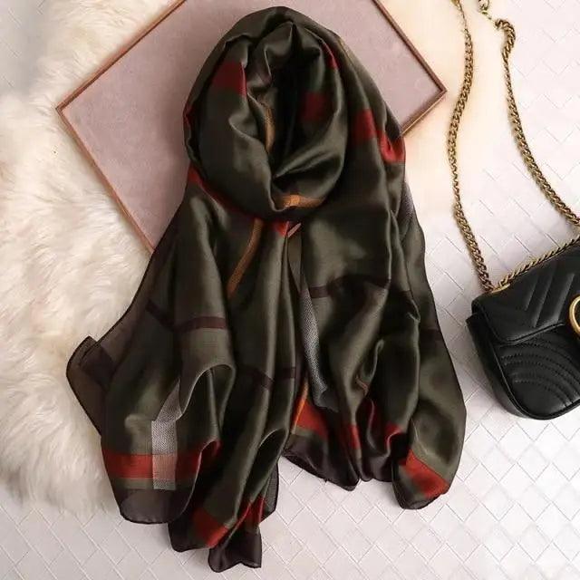New Women Autumn Winter Fashion Silk Scarf Shawl Beach Headband Female Casual Wear Beach Friendly Spring Silk Scarf Flower Print Silk Scarves Shawls and Wraps Long Size Beach Stoles