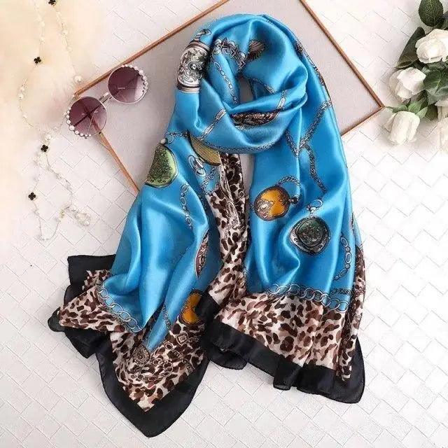 New Women Autumn Winter Fashion Silk Scarf Shawl Beach Headband Female Casual Wear Beach Friendly Spring Silk Scarf Flower Print Silk Scarves Shawls and Wraps Long Size Beach Stoles