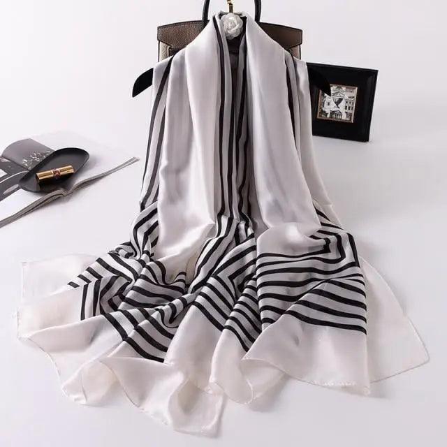 New Women Autumn Winter Fashion Silk Scarf Shawl Beach Headband Female Casual Wear Beach Friendly Spring Silk Scarf Flower Print Silk Scarves Shawls and Wraps Long Size Beach Stoles