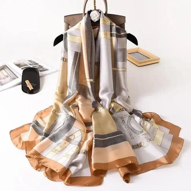 New Women Autumn Winter Fashion Silk Scarf Shawl Beach Headband Female Casual Wear Beach Friendly Spring Silk Scarf Flower Print Silk Scarves Shawls and Wraps Long Size Beach Stoles