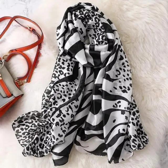 New Women Autumn Winter Fashion Silk Scarf Shawl Beach Headband Female Casual Wear Beach Friendly Spring Silk Scarf Flower Print Silk Scarves Shawls and Wraps Long Size Beach Stoles