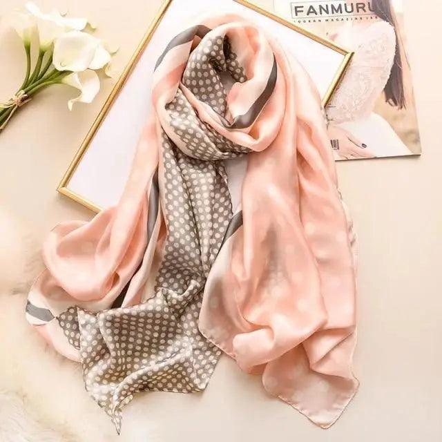 New Women Autumn Winter Fashion Silk Scarf Shawl Beach Headband Female Casual Wear Beach Friendly Spring Silk Scarf Flower Print Silk Scarves Shawls and Wraps Long Size Beach Stoles