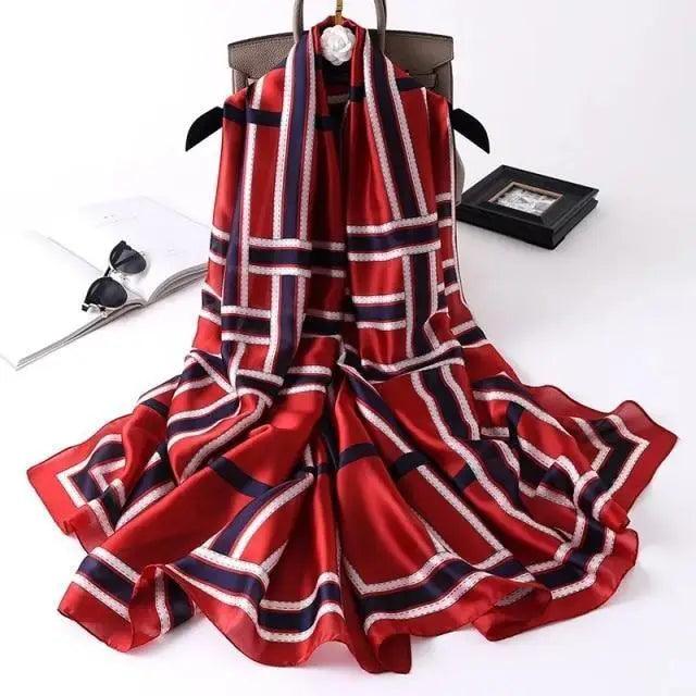 New Women Autumn Winter Fashion Silk Scarf Shawl Beach Headband Female Casual Wear Beach Friendly Spring Silk Scarf Flower Print Silk Scarves Shawls and Wraps Long Size Beach Stoles