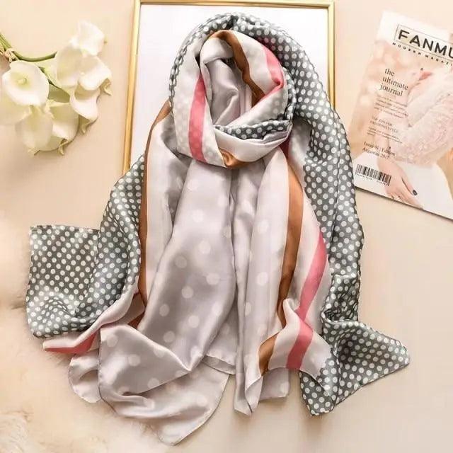 New Women Autumn Winter Fashion Silk Scarf Shawl Beach Headband Female Casual Wear Beach Friendly Spring Silk Scarf Flower Print Silk Scarves Shawls and Wraps Long Size Beach Stoles