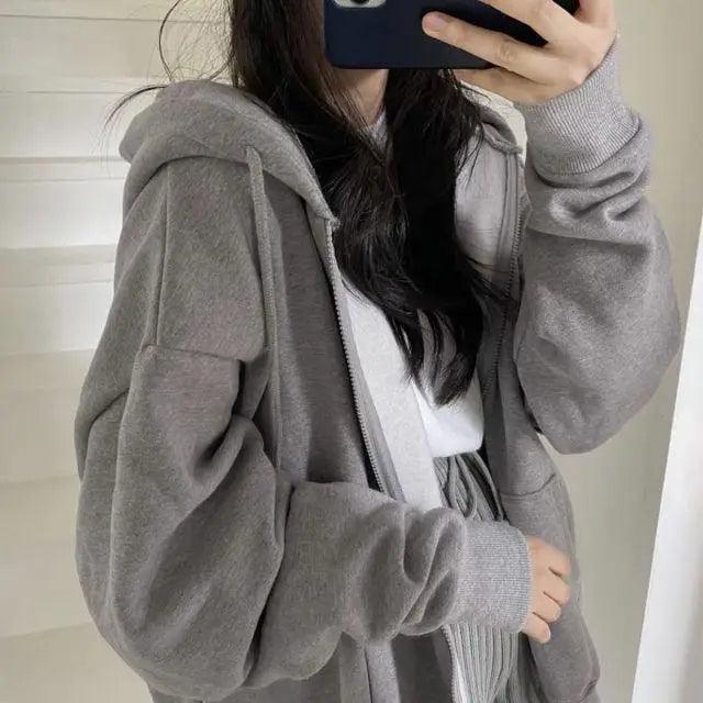 New Women Hoodie Version Loose Thin Long Oversized Sweatshirts Women Pink Women's Sweatshirt With A Hood Hoodies Hooded Jacket Female Long Sleeve Hooded Streetwear Hoodie