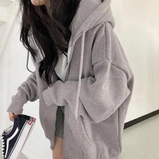 New Women Hoodie Version Loose Thin Long Oversized Sweatshirts Women Pink Women's Sweatshirt With A Hood Hoodies Hooded Jacket Female Long Sleeve Hooded Streetwear Hoodie
