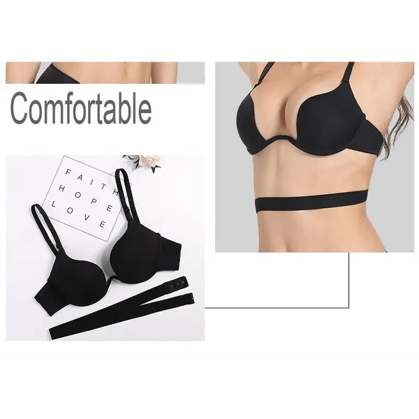 New Women Lingerie U Backless Bras Underwear Deep U Low Cut Push Up Bra Female Breathable Bra