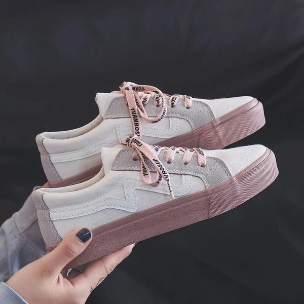 New Women Sneaker Fashion Breathble Vulcanized Shoes Platform Lace Up Casual White Tenis Sneakers Women Play Fashion Sneaker Low Top Elastic Canvas Flat Sneakers
