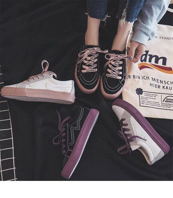 New Women Sneaker Fashion Breathble Vulcanized Shoes Platform Lace Up Casual White Tenis Sneakers Women Play Fashion Sneaker Low Top Elastic Canvas Flat Sneakers