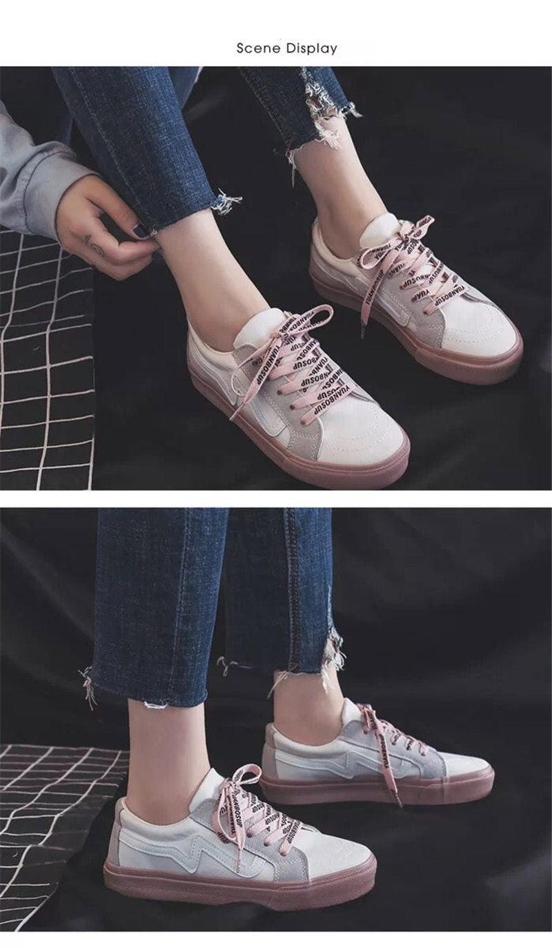 New Women Sneaker Fashion Breathble Vulcanized Shoes Platform Lace Up Casual White Tenis Sneakers Women Play Fashion Sneaker Low Top Elastic Canvas Flat Sneakers