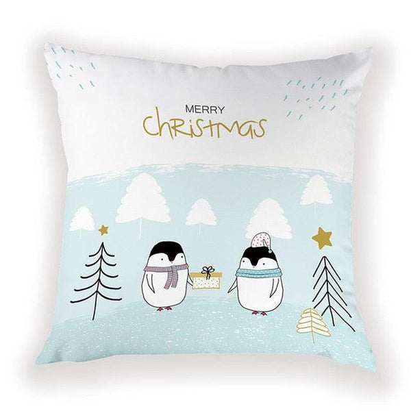 New Year Christmas Decorations Pillows Cover Christmas Décor for Home Christmas Tree Snowflake Snowman Reindeer Home Decor Throw Pillow Case Cushion Cover Santa Merry Christmas Gift Xmas 45x45cm