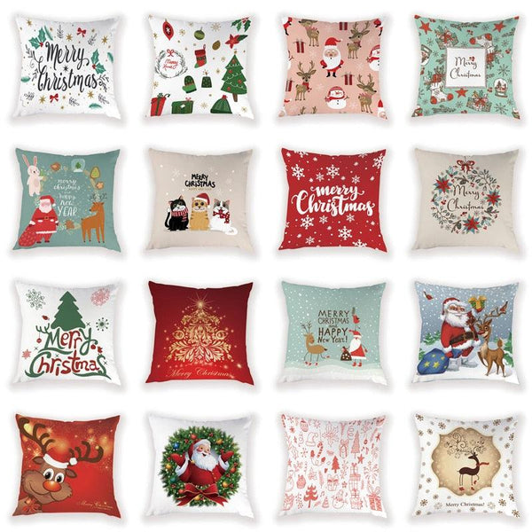New Year Christmas Decorations Pillows Cover Christmas Décor for Home Christmas Tree Snowflake Snowman Reindeer Home Decor Throw Pillow Case Cushion Cover Santa Merry Christmas Gift Xmas 45x45cm