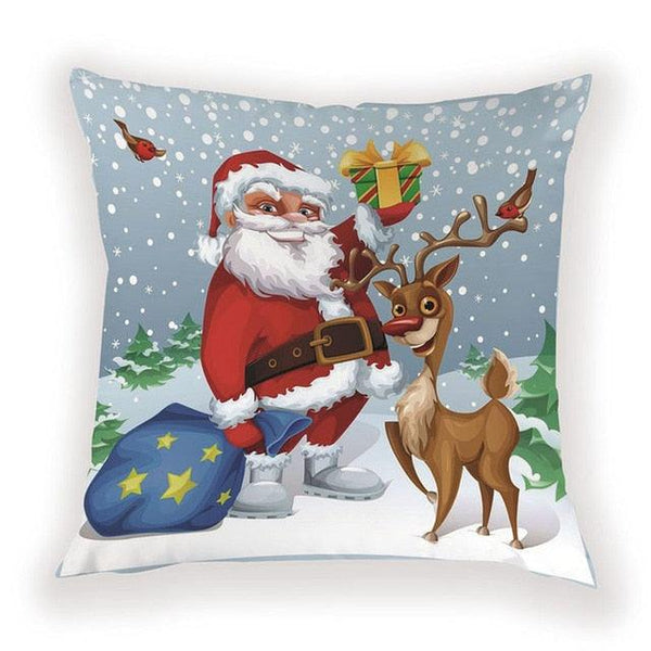 New Year Christmas Decorations Pillows Cover Christmas Décor for Home Christmas Tree Snowflake Snowman Reindeer Home Decor Throw Pillow Case Cushion Cover Santa Merry Christmas Gift Xmas 45x45cm