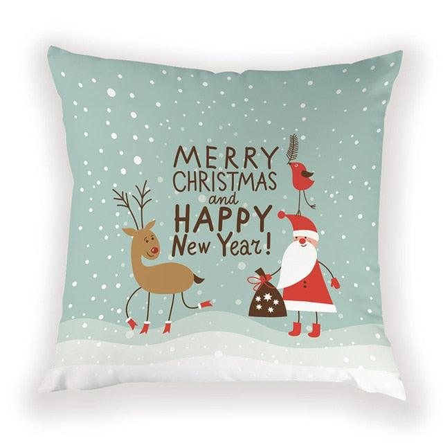 New Year Christmas Decorations Pillows Cover Christmas Décor for Home Christmas Tree Snowflake Snowman Reindeer Home Decor Throw Pillow Case Cushion Cover Santa Merry Christmas Gift Xmas 45x45cm