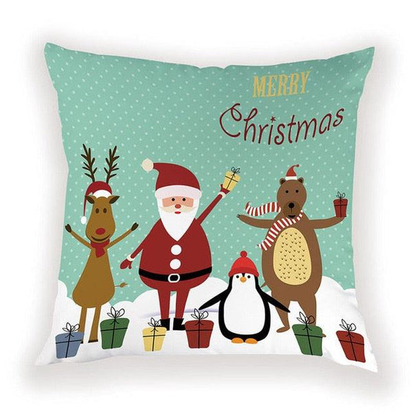 New Year Christmas Decorations Pillows Cover Christmas Décor for Home Christmas Tree Snowflake Snowman Reindeer Home Decor Throw Pillow Case Cushion Cover Santa Merry Christmas Gift Xmas 45x45cm