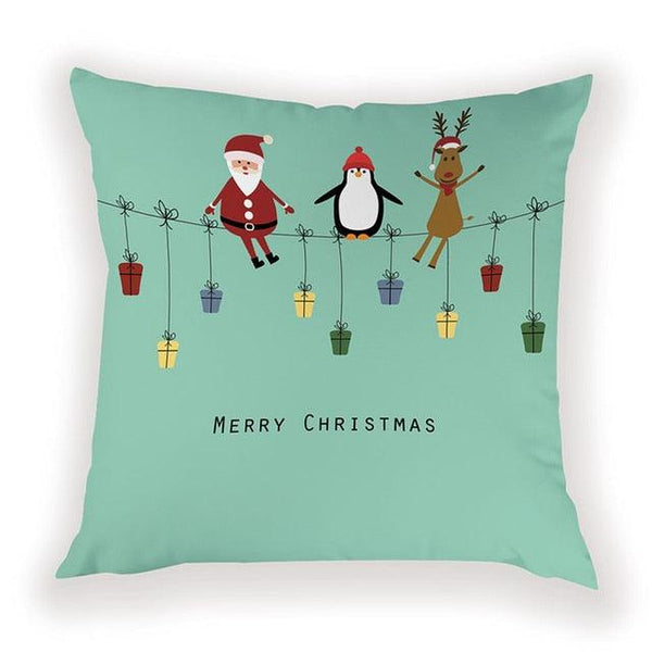 New Year Christmas Decorations Pillows Cover Christmas Décor for Home Christmas Tree Snowflake Snowman Reindeer Home Decor Throw Pillow Case Cushion Cover Santa Merry Christmas Gift Xmas 45x45cm