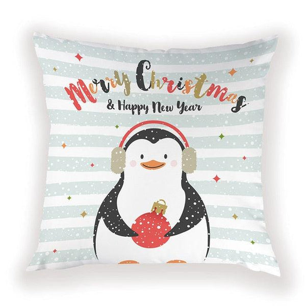 New Year Christmas Decorations Pillows Cover Christmas Décor for Home Christmas Tree Snowflake Snowman Reindeer Home Decor Throw Pillow Case Cushion Cover Santa Merry Christmas Gift Xmas 45x45cm