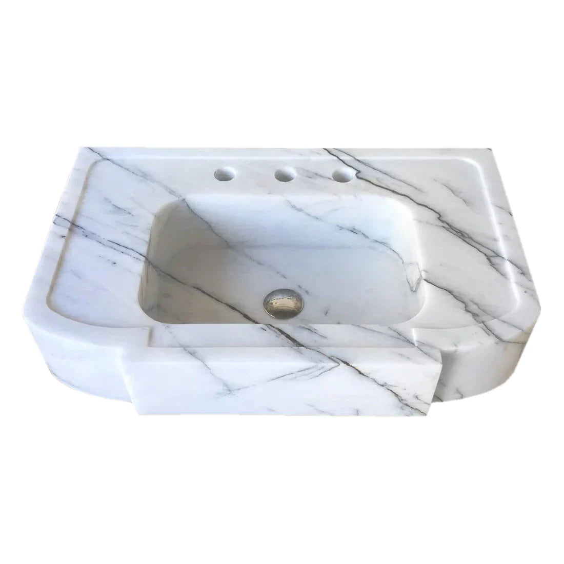 New York White Marble Wall-mount Bathroom Sink Polished (W)18