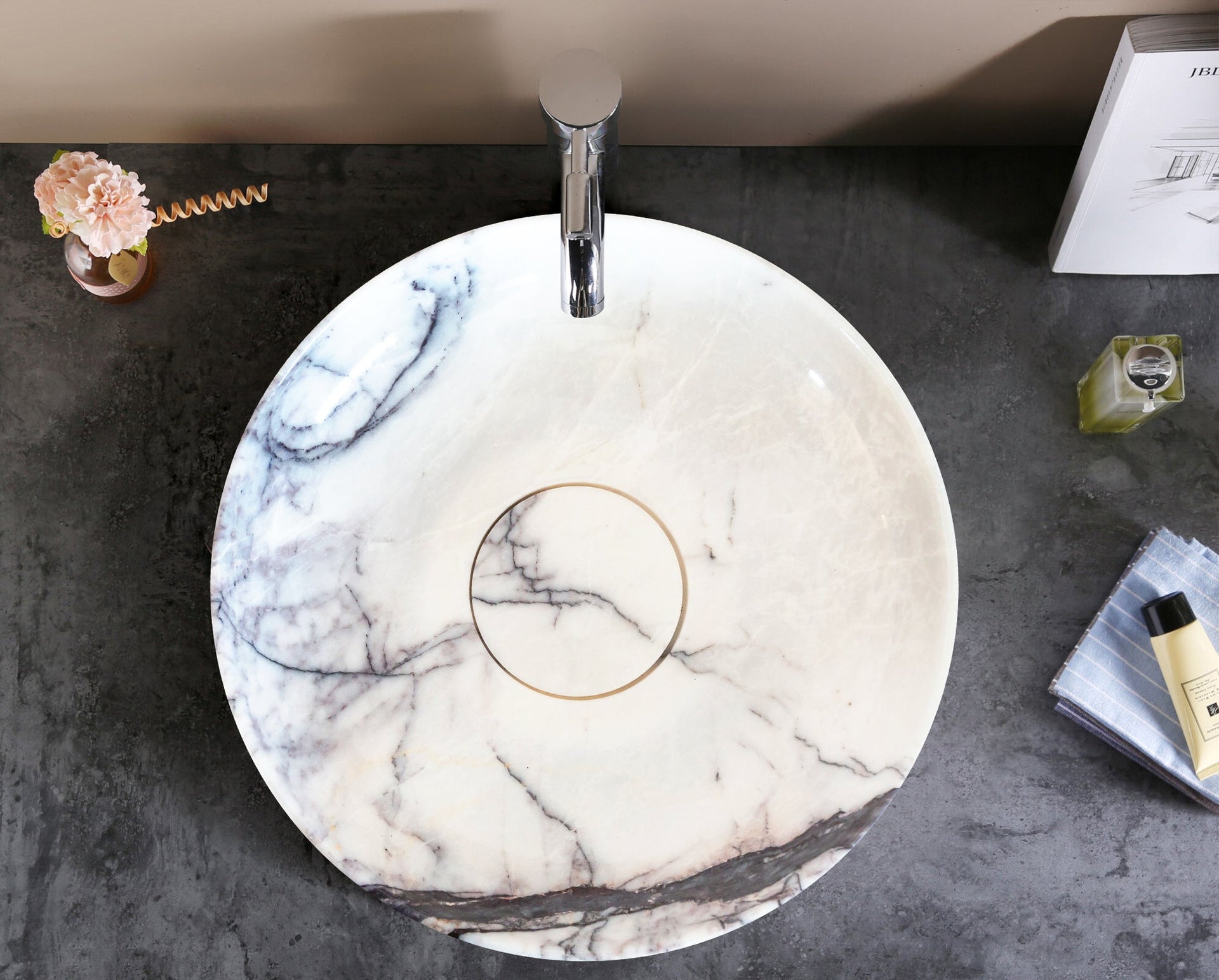New York Marble Natural Stone Above Counter Sink Polished (D)15.5