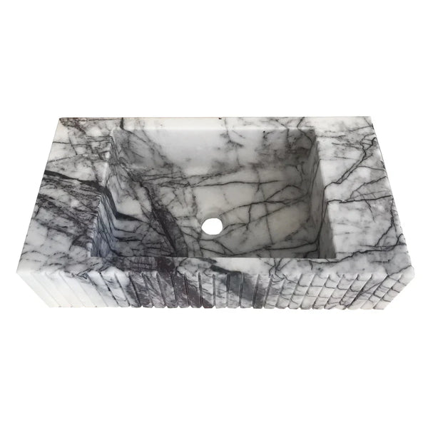 New York Marble Wall-mount Bathroom Sink Fluted Front (W)12