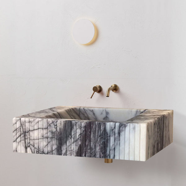 New York Marble Wall-mount Bathroom Sink Fluted Front (W)12