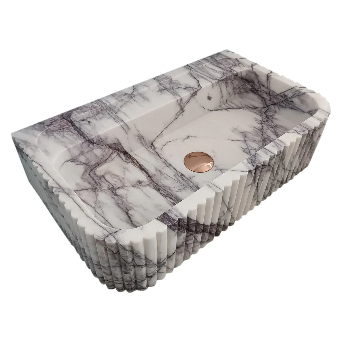 New York Marble Wall-mount Bathroom Sink Ribbed Textured (W)14