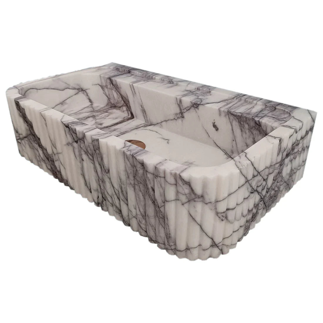 New York Marble Wall-mount Bathroom Sink Ribbed Textured (W)14
