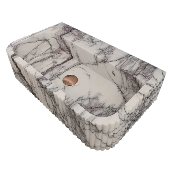 New York Marble Wall-mount Bathroom Sink Ribbed Textured (W)14