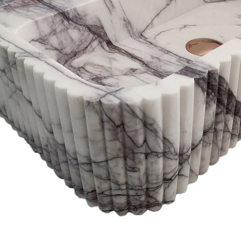 New York Marble Wall-mount Bathroom Sink Ribbed Textured (W)14