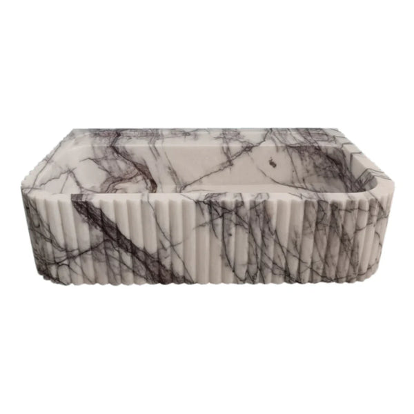 New York Marble Wall-mount Bathroom Sink Ribbed Textured (W)14