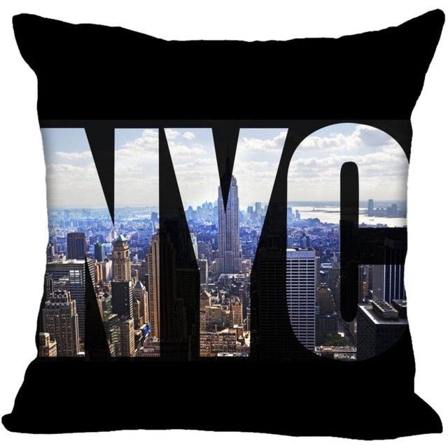 New York Pillow Cover Square Cushion Cover Christmas Zippered Pillow Case for Sofa Bed Home Decor 40*40cm,45*45cm(One Side)