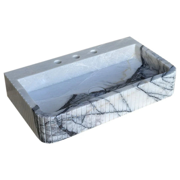 New York Marble Wall-mount Bathroom Sink Fluted Front and Edges (W)16