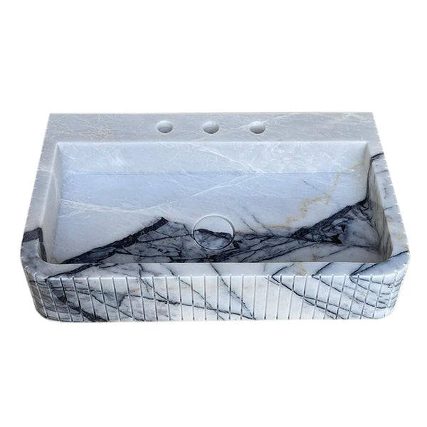 New York Marble Wall-mount Bathroom Sink Fluted Front and Edges (W)16
