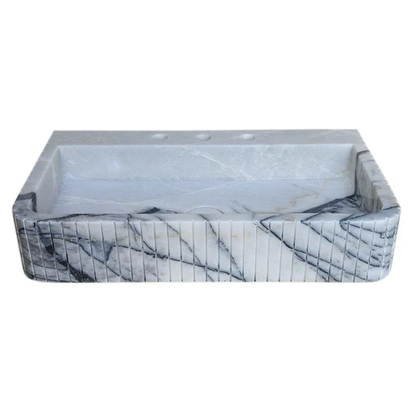 New York Marble Wall-mount Bathroom Sink Fluted Front and Edges (W)16