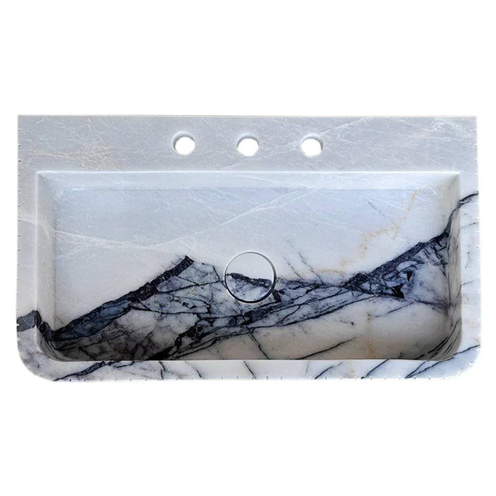 New York Marble Wall-mount Bathroom Sink Fluted Front and Edges (W)16