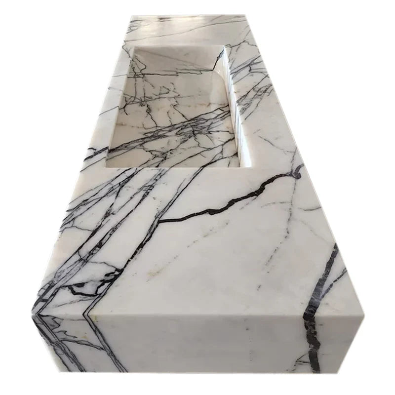 New York Marble Wall-mount Bathroom Sink Hidden Drain Polished (W)16