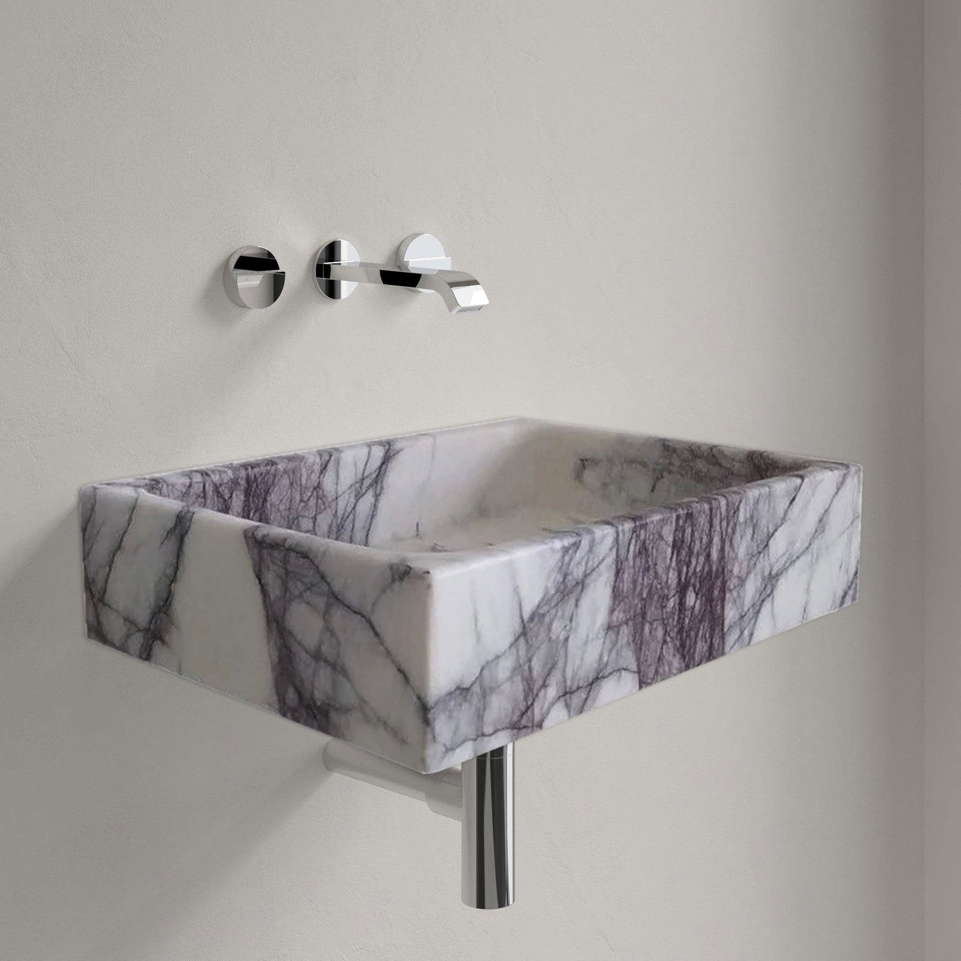 New York Marble Rectangular Wall-mount Bathroom Sink Polished (W)16