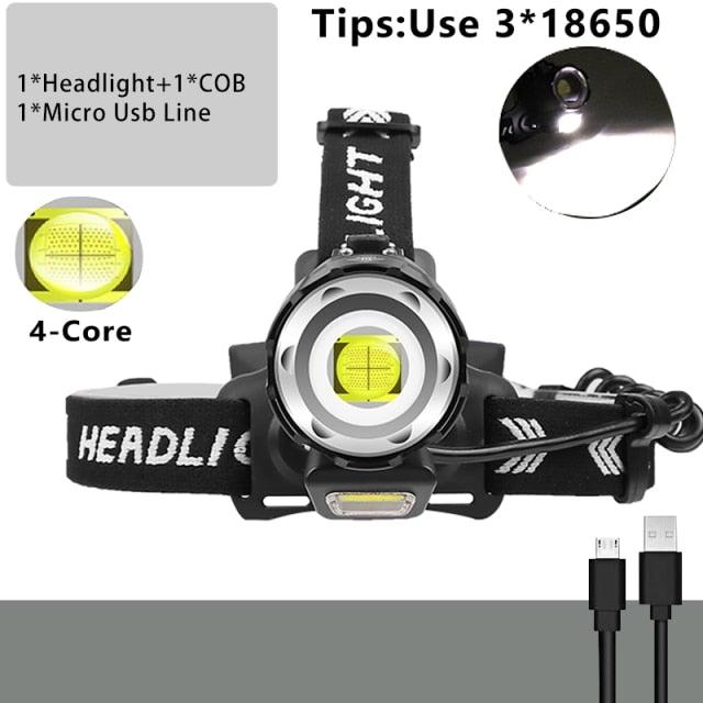 Newest  Waterproof XHP199 16-Core Super Bright Powerful Lantern Headlamp XHP110 LED USB  Flashlight XHP50 Headlight Rechargeable 18650 Zoom Torch Light
