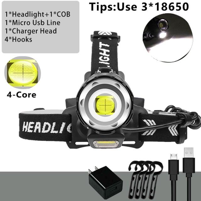 Newest  Waterproof XHP199 16-Core Super Bright Powerful Lantern Headlamp XHP110 LED USB  Flashlight XHP50 Headlight Rechargeable 18650 Zoom Torch Light