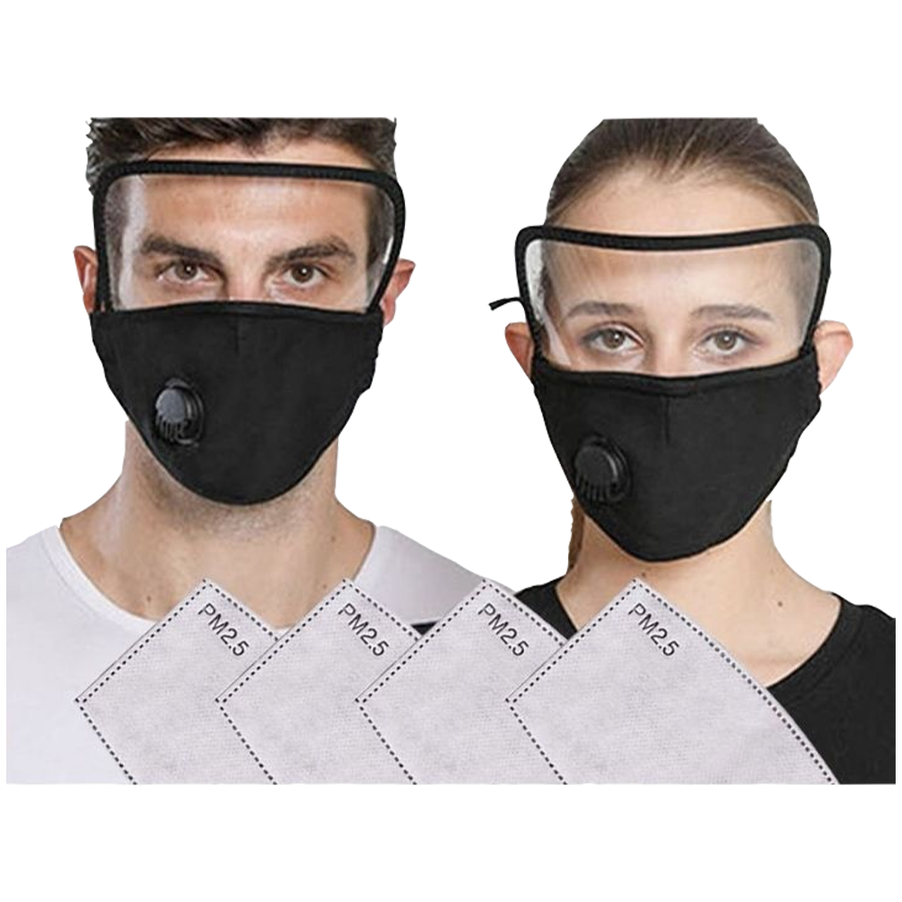 6-Pack Cotton Face Mask with Eye Shield and Carbon Filters